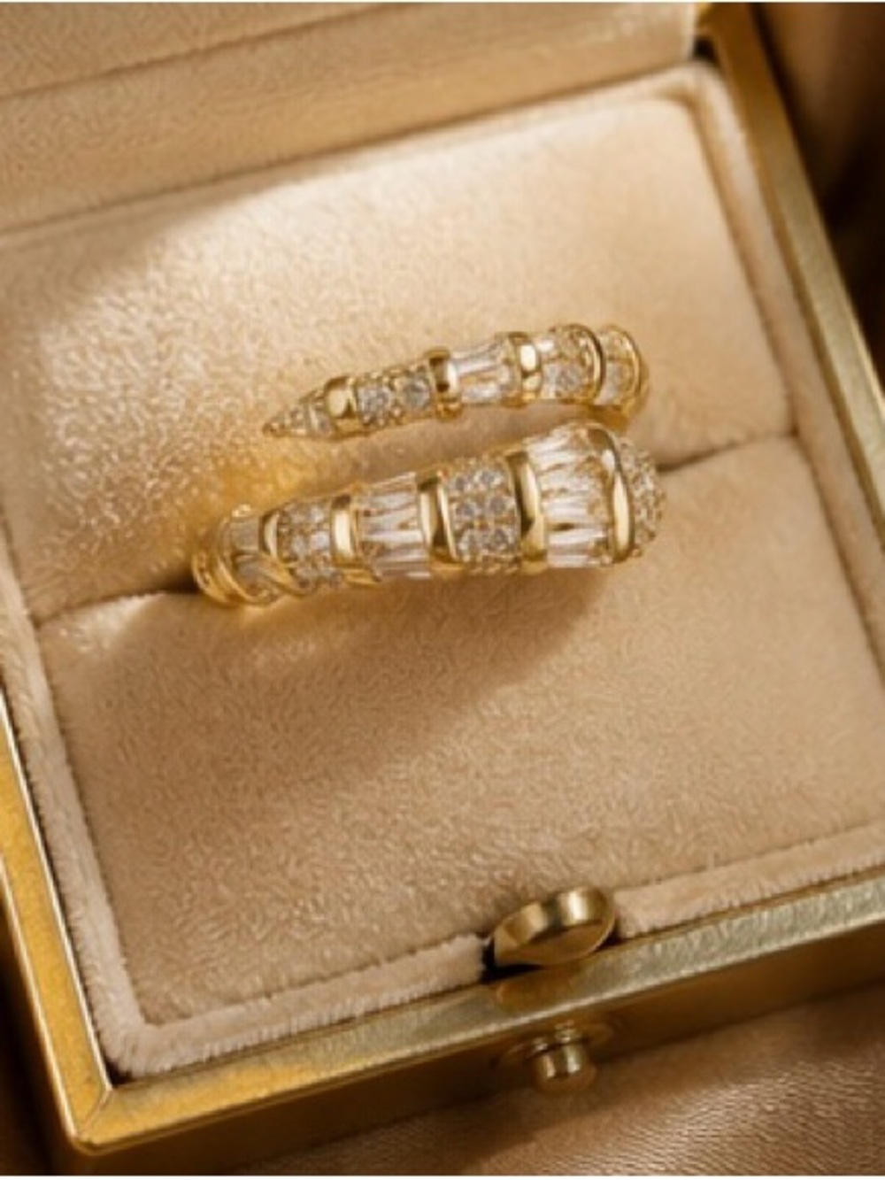 Luxe Serpent Wrap Ring | Adjustable Gold CZ Snake Ring